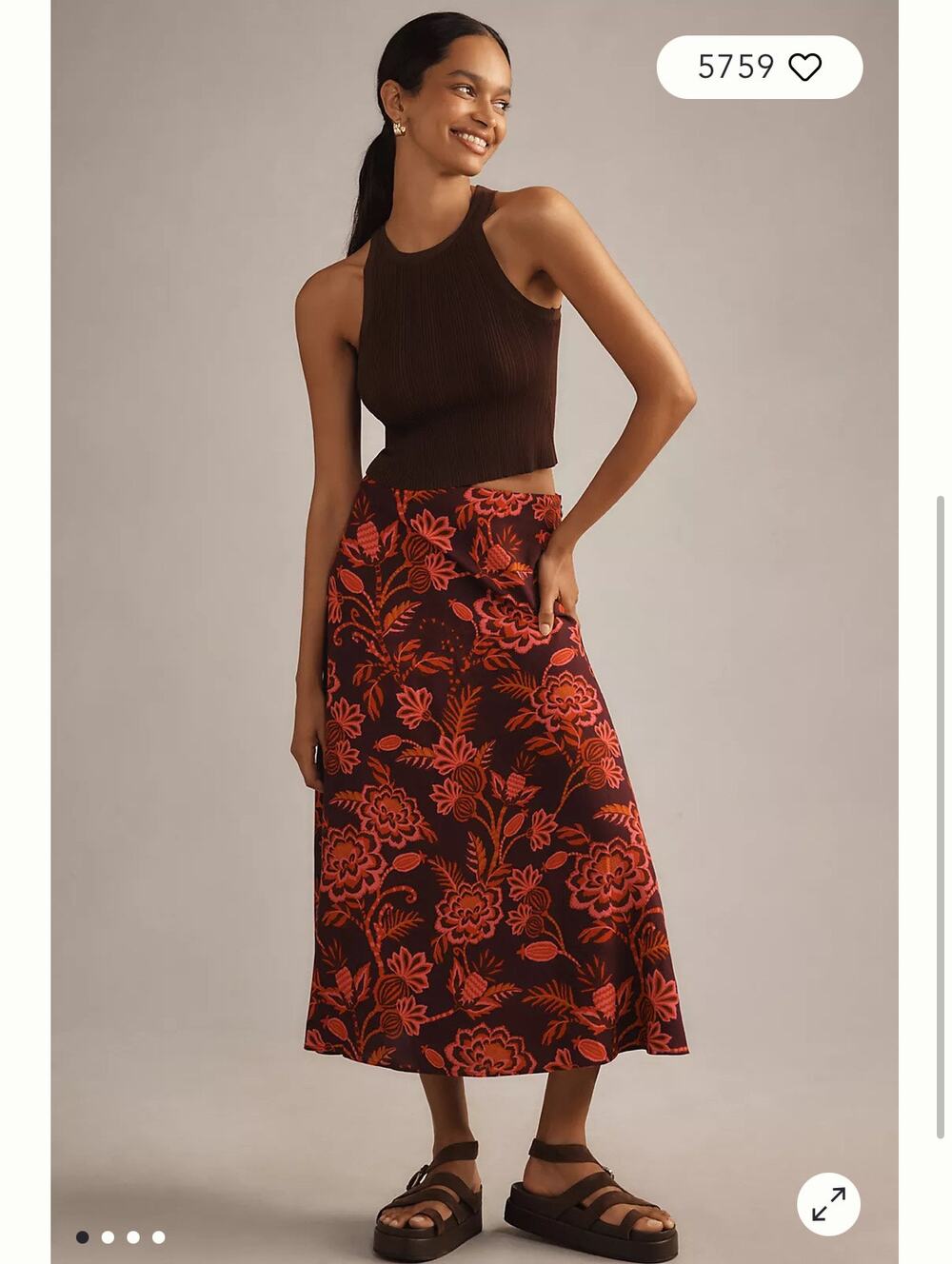 Farm Rio Anthropologie Slip Midi Skirt Size Small